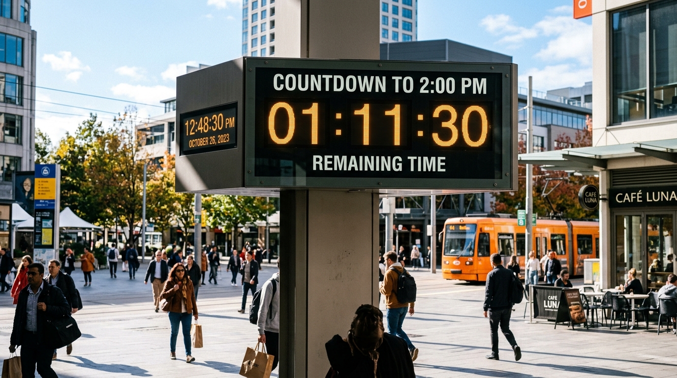 How Long Until 2:00 PM With A Live Countdown
